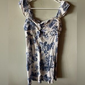 Floral Blue and White Women's Dress from Abercrombie and Fitch